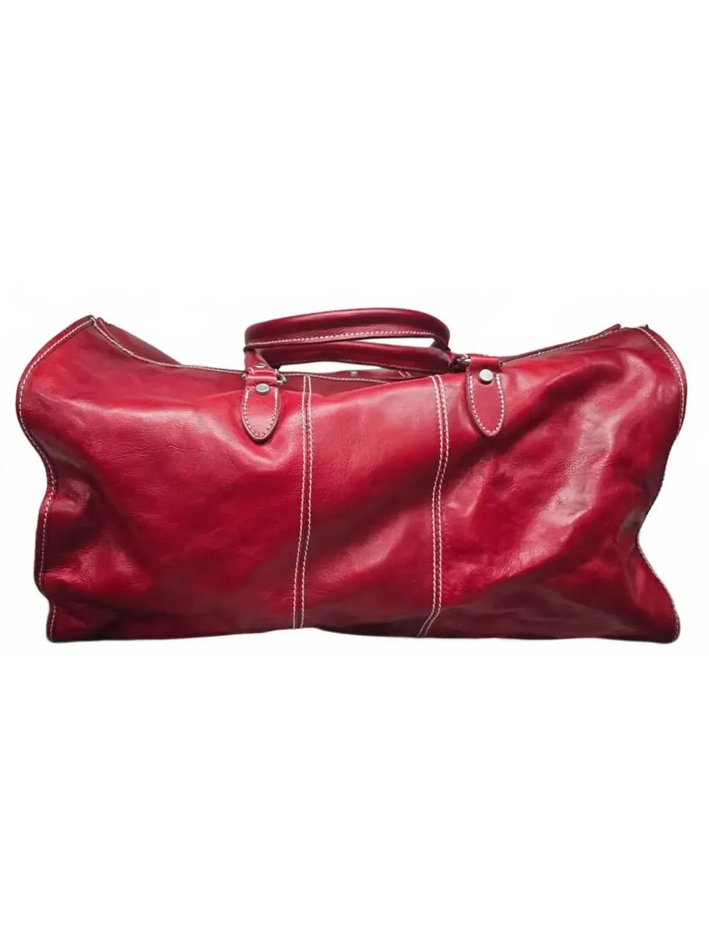 Floto Italian Leather Red Travel Duffel Bag